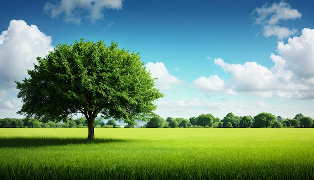 beautiful spring afternoon on the meadow