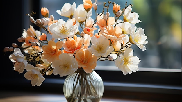 beautiful spring bouquet of flowers in vase