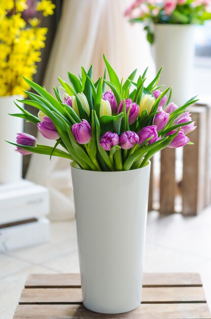 Beautiful spring bouquet of tulips