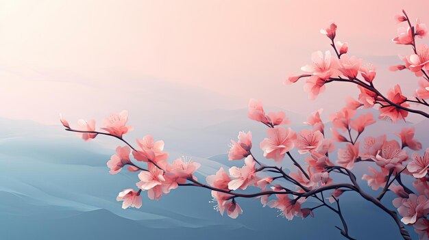 beautiful spring design with flowers and gradient minimalist color for background