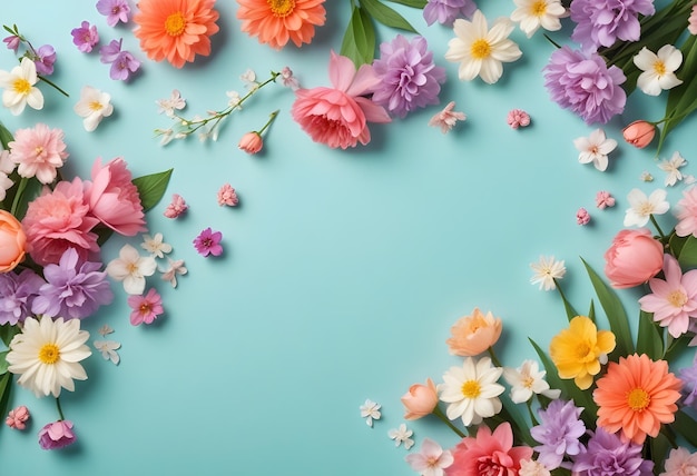 beautiful spring flowers on paper background flowers