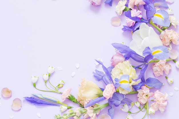 beautiful spring flowers on paper background