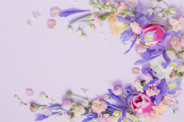 beautiful spring flowers on paper background