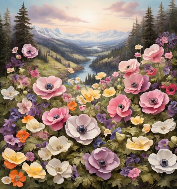 Beautiful spring nature scene background Ai generated