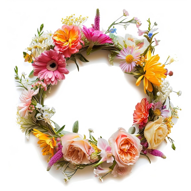 Beautiful Spring themed Flower Crown isolated on white background