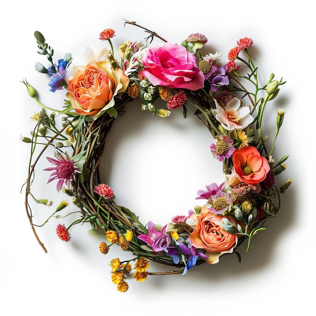 Beautiful Spring themed Flower Crown isolated on white background