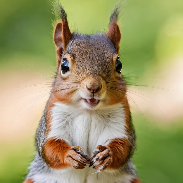 Beautiful squirrel against the background of nature