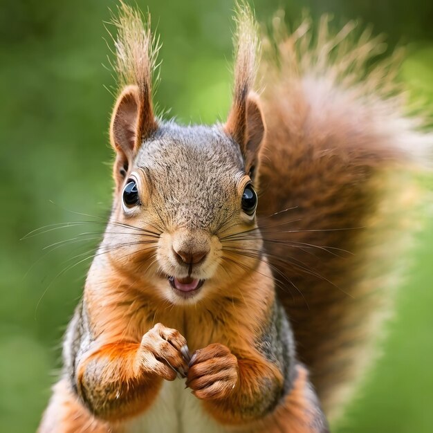 Beautiful squirrel against the background of nature