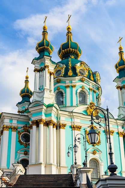 Beautiful St. Andrew's church in a Kiev, Ukraine