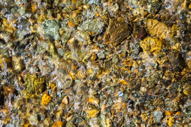 Beautiful stones on the bottom of a clean river