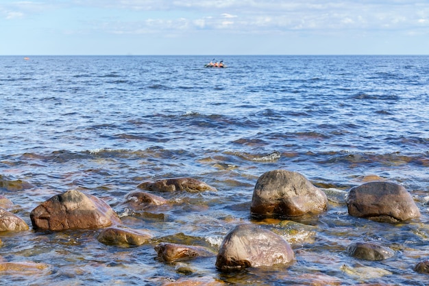 Beautiful stones on the lake Landscape of wild nature