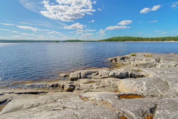 Beautiful stones on the lake Landscape of wild nature