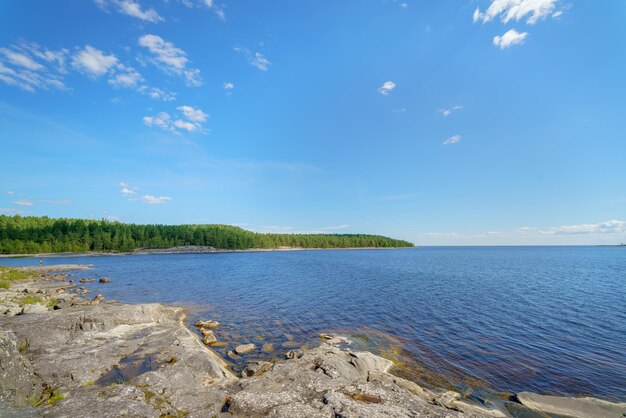 Beautiful stones on the lake Landscape of wild nature