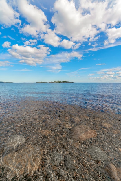 Beautiful stones on the lake Landscape of wild nature