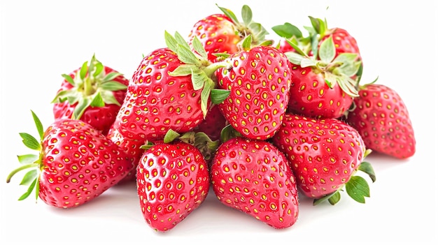 Beautiful strawberries isolated on white background fresh strawberry farm market product