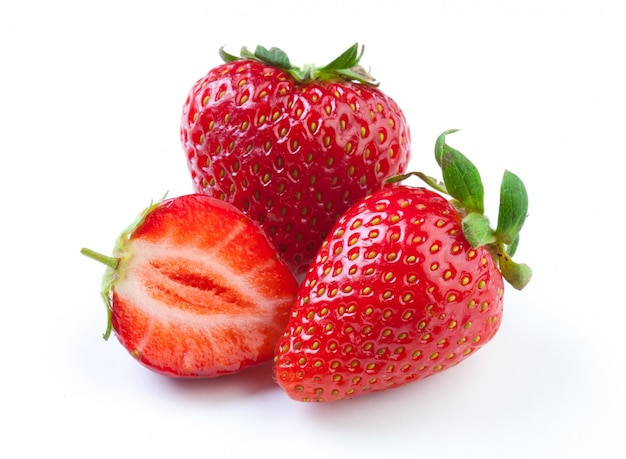 Beautiful strawberries isolated on white