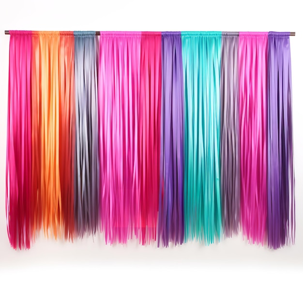 Photo beautiful streamer curtains isolated on white background