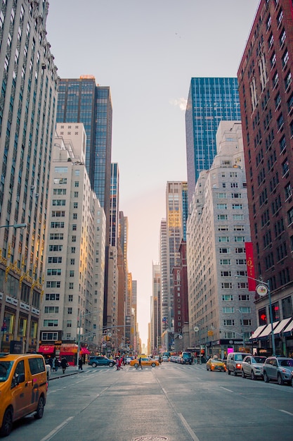 Beautiful street of New York City and America, January 01th, 2018 in Manhattan, New York City.