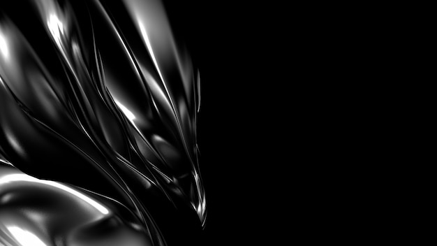 Beautiful stylish black background with pleats, Drapes and swirls. 3d rendering.