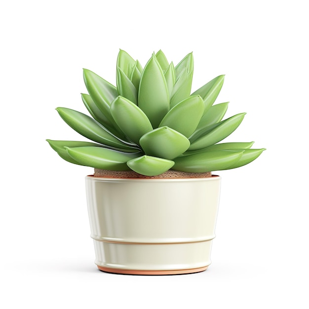 Beautiful succulent plant in pot isolated on white background