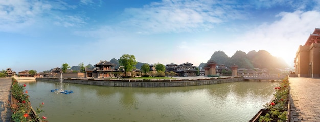 Beautiful summer ancient city park in Guizhou China