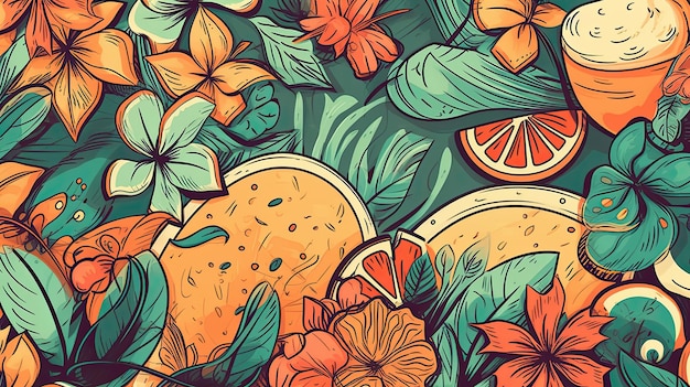 Beautiful summer colors Tropical leaves wallpaper Generative AI