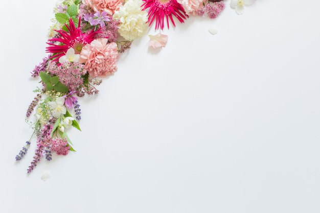 beautiful summer flowers on white background