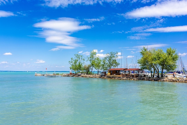 Beautiful summer lake landscape with turquoise water