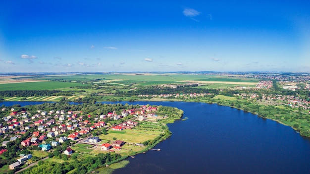 beautiful summer small river from a height