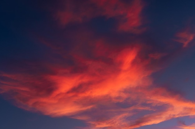 Beautiful summer sunset blue sky with pink clouds