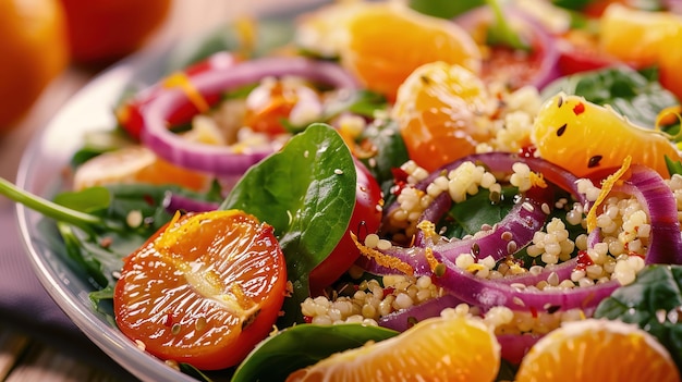 Beautiful Summer tomato salad with basil pesto and arugula