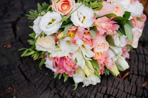 Beautiful summer wedding bouquet. Bright flowers