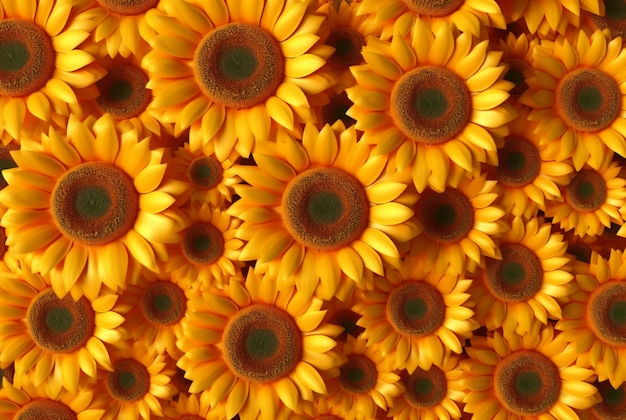 Beautiful sunflower background neatly arranged generative ai