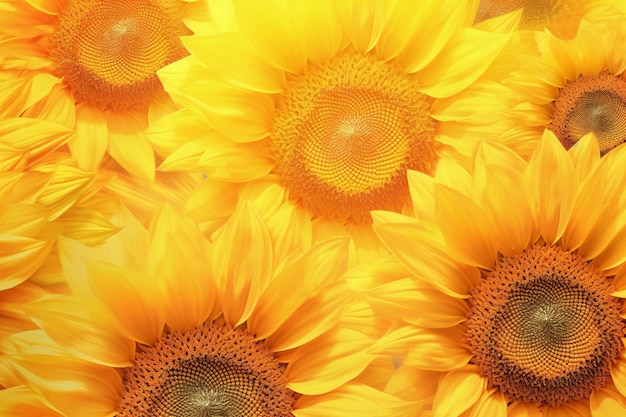 Beautiful sunflowers as a background closeup of photo