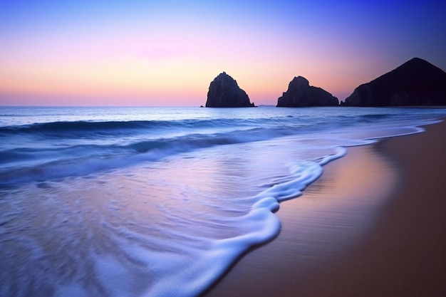 Beautiful sunrise at the beach in Rio de Janeiro Brazil