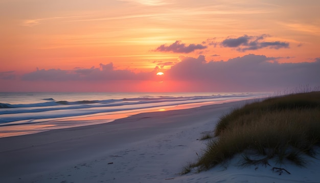 Photo beautiful sunrise cape hatteras national seashore isolated with white highlights