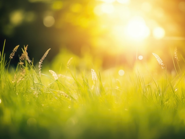 beautiful sunrise and the grass and sun rays