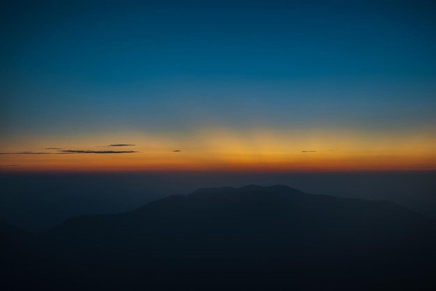 Beautiful sunrise on khao san nok wua kanchanaburi