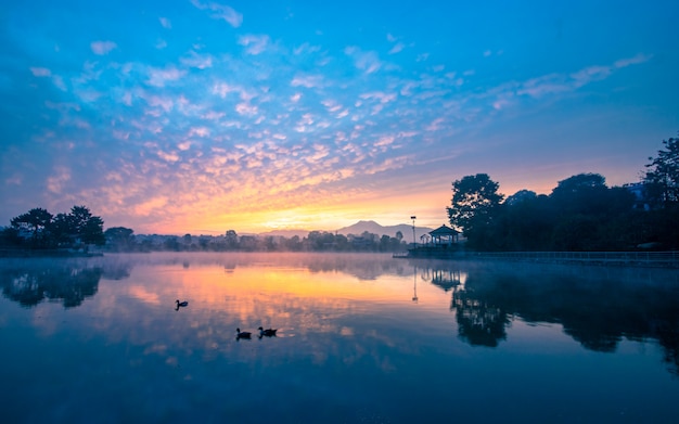 Beautiful sunrise at the lake