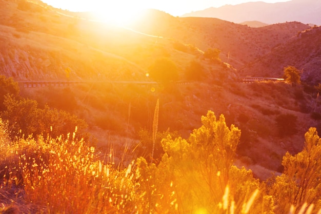 Beautiful sunrise scene in mountains