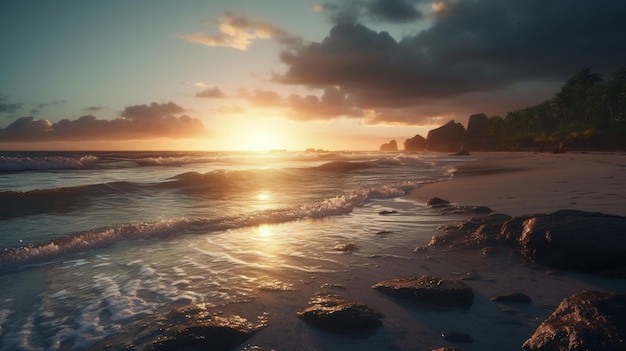 Beautiful sunrise over the sea Generative Ai