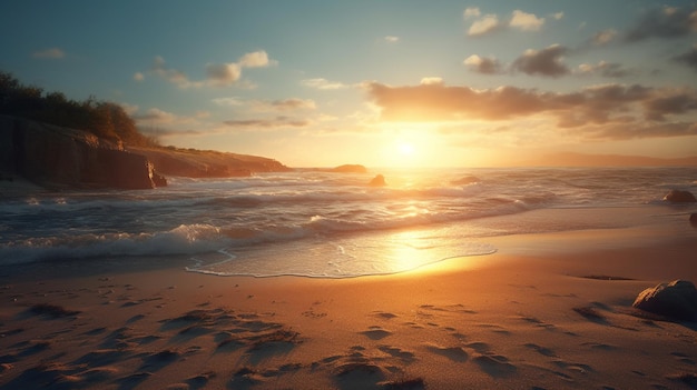 Beautiful sunrise over the sea Generative Ai