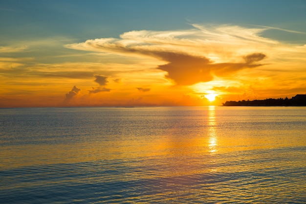 Beautiful sunrise over the tropical beach