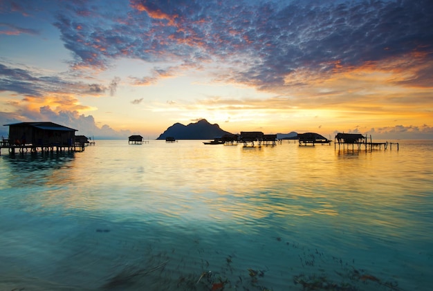 Beautiful sunrise in Tun Sakaran Marine Park Semporna Sabah Borneo Malaysia