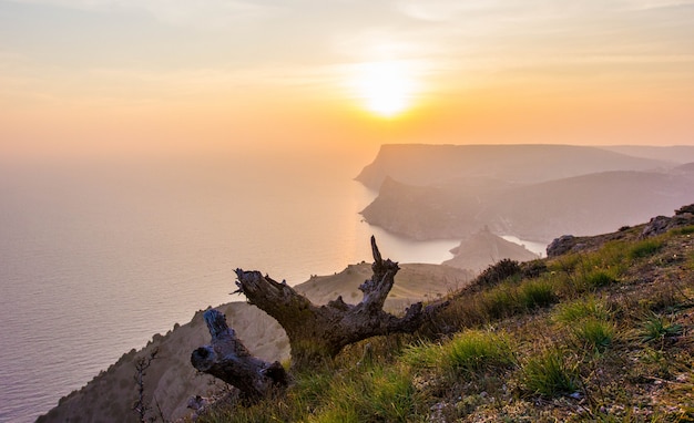 Beautiful sunset in Balaklava Bay, Crimea