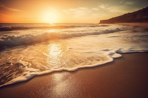 Beautiful sunset on the beach photo as a background digital image