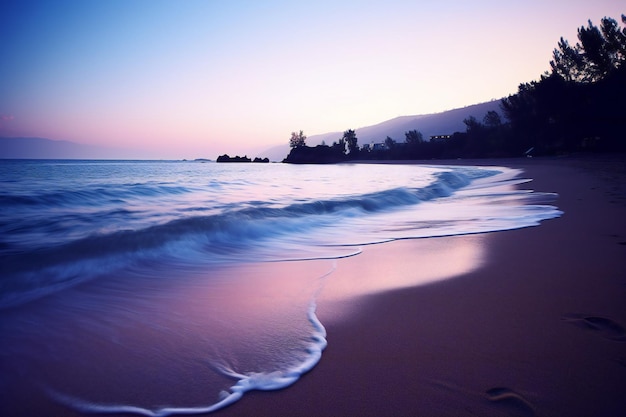 Beautiful sunset on the beach in the tropics long exposure