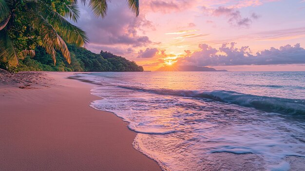 a beautiful sunset on the beach