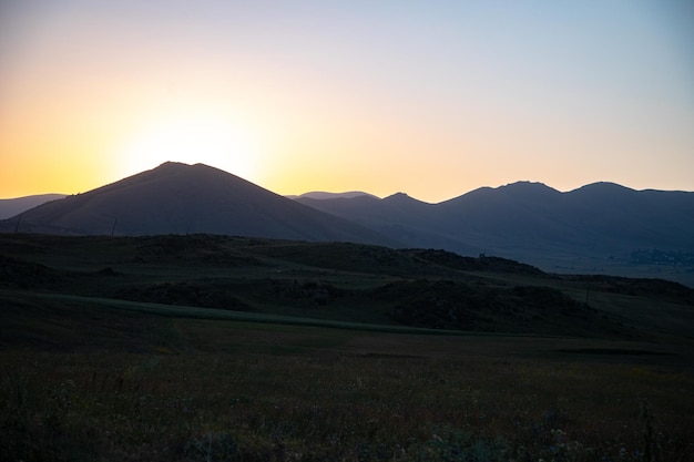 Beautiful sunset colors over the mountains