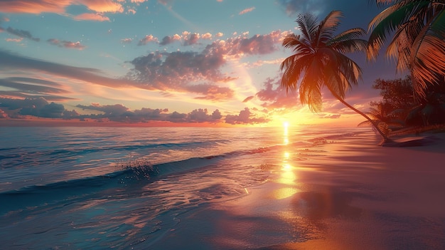 beautiful sunset at the exotic tropical beach